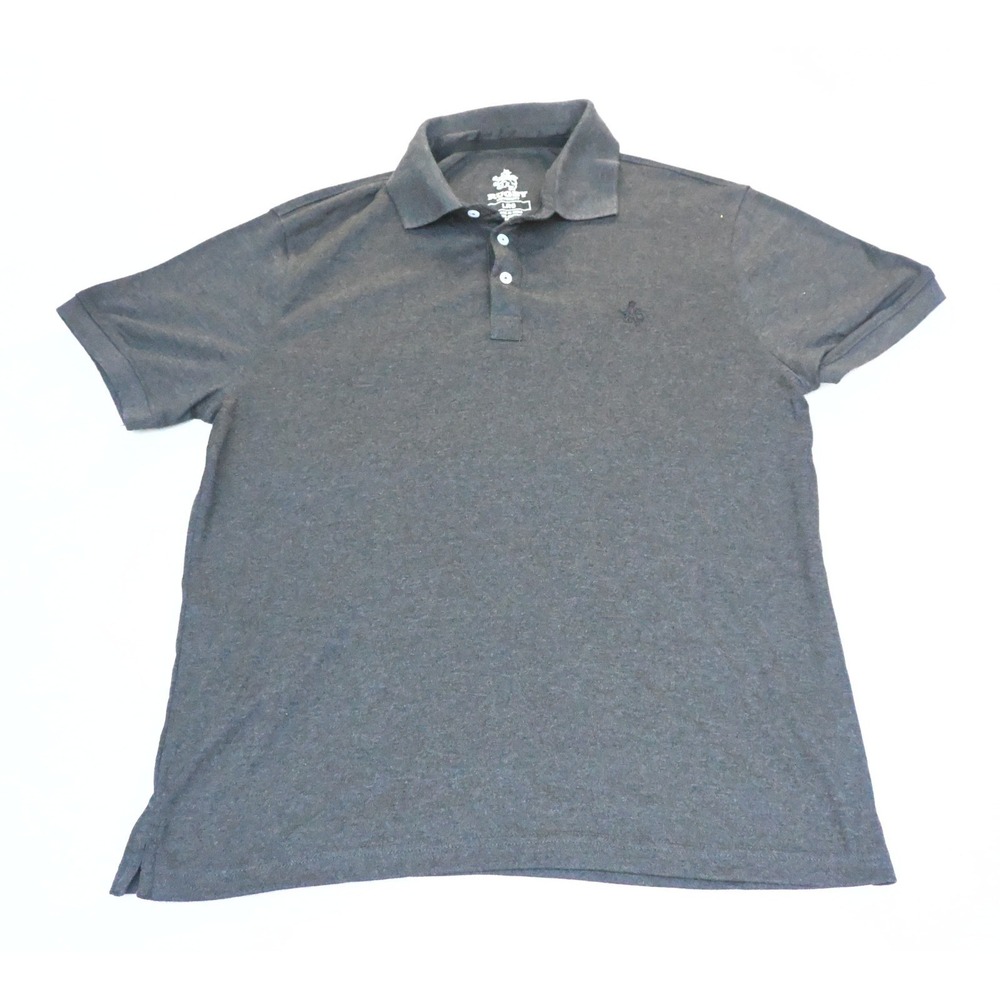 Rugby University Mens LRG Cotton Blend Polo Shirt Grey Heather Pique Knit Soft